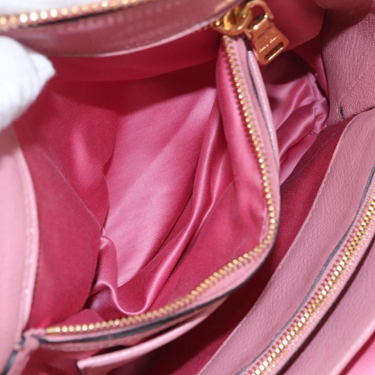 Miu Miu Hand Bag Leather 2way Pink Gold Auth BA16056A