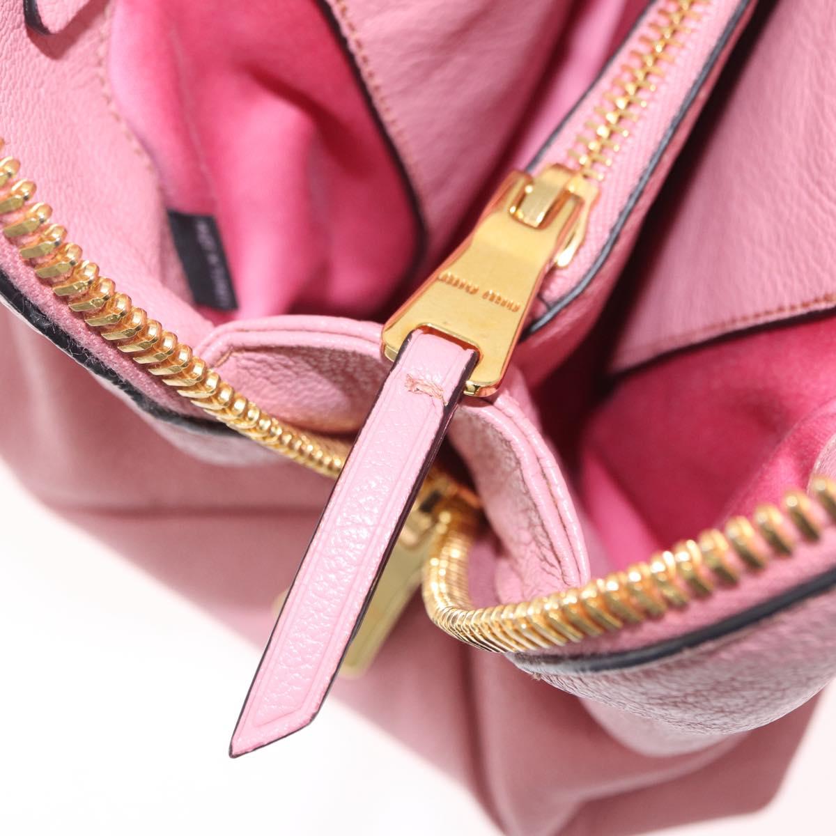 Miu Miu Hand Bag Leather 2way Pink Gold Auth BA16056A