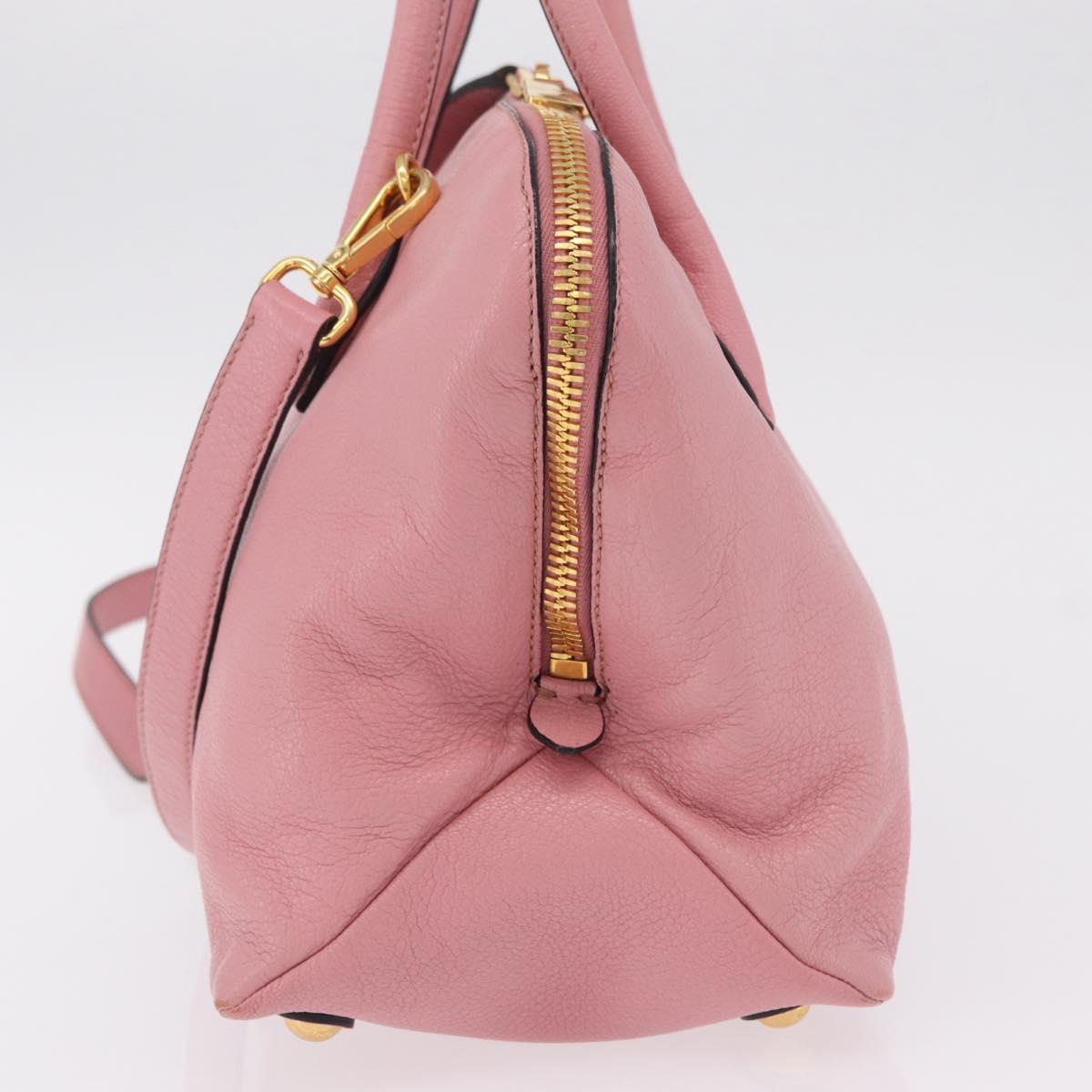 Miu Miu Hand Bag Leather 2way Pink Gold Auth BA16056A