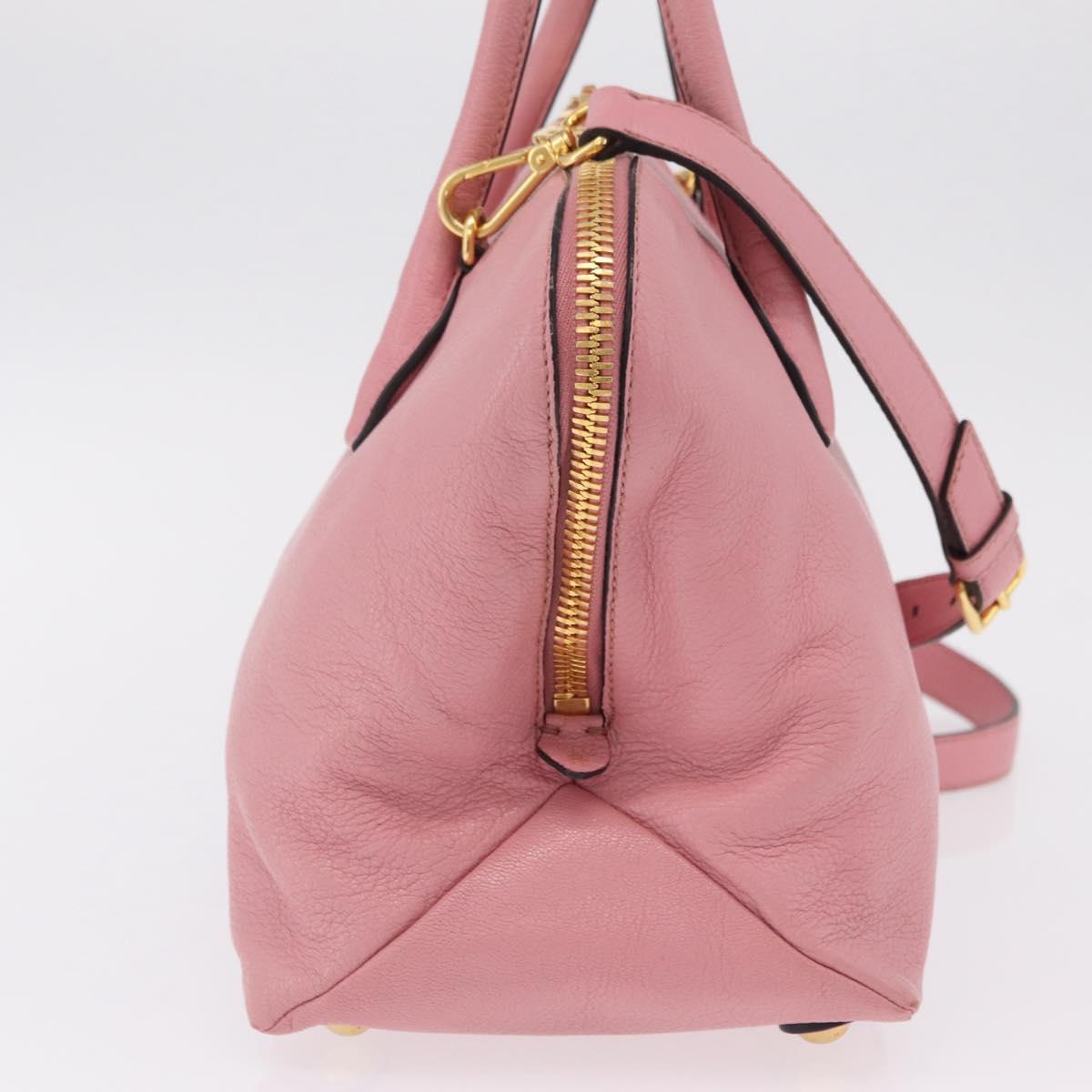Miu Miu Hand Bag Leather 2way Pink Gold Auth BA16056A