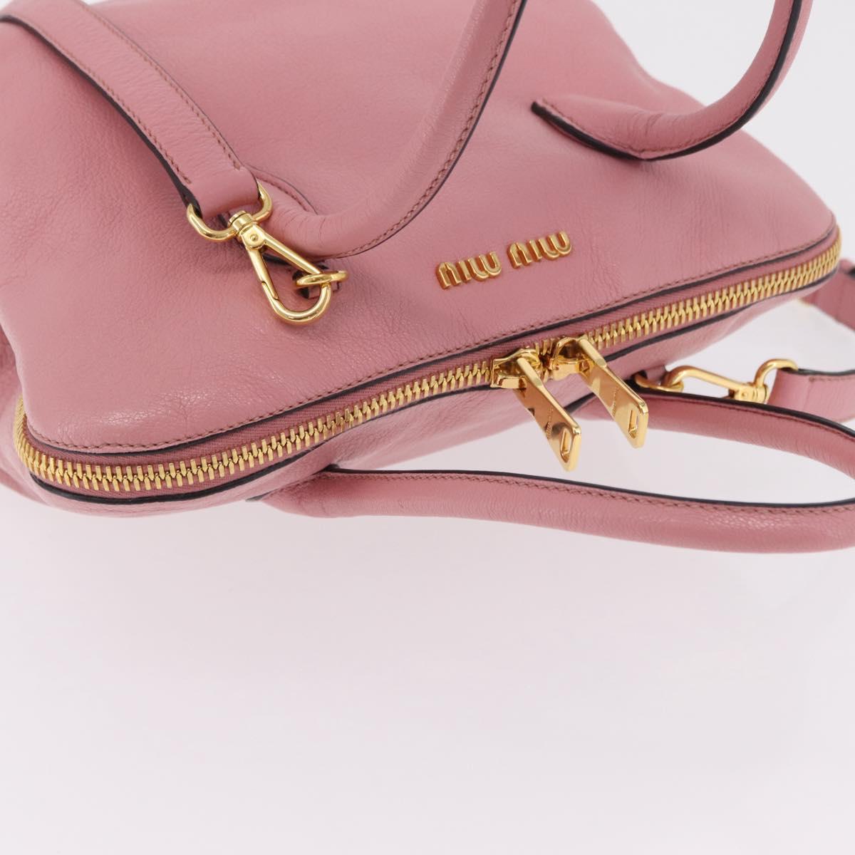 Miu Miu Hand Bag Leather 2way Pink Gold Auth BA16056A