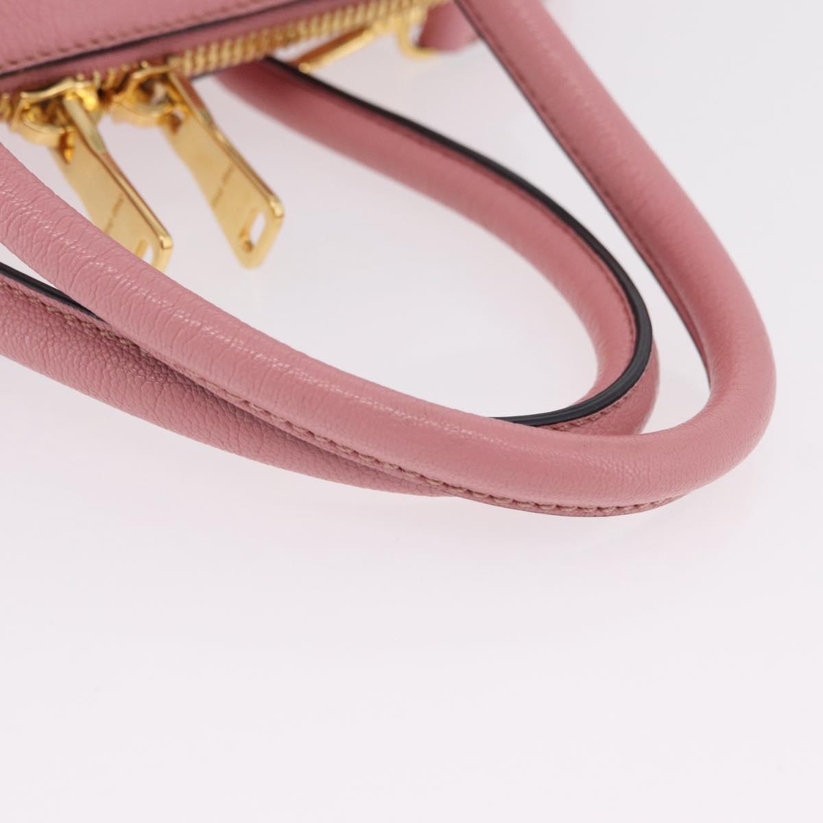 Miu Miu Hand Bag Leather 2way Pink Gold Auth BA16056A