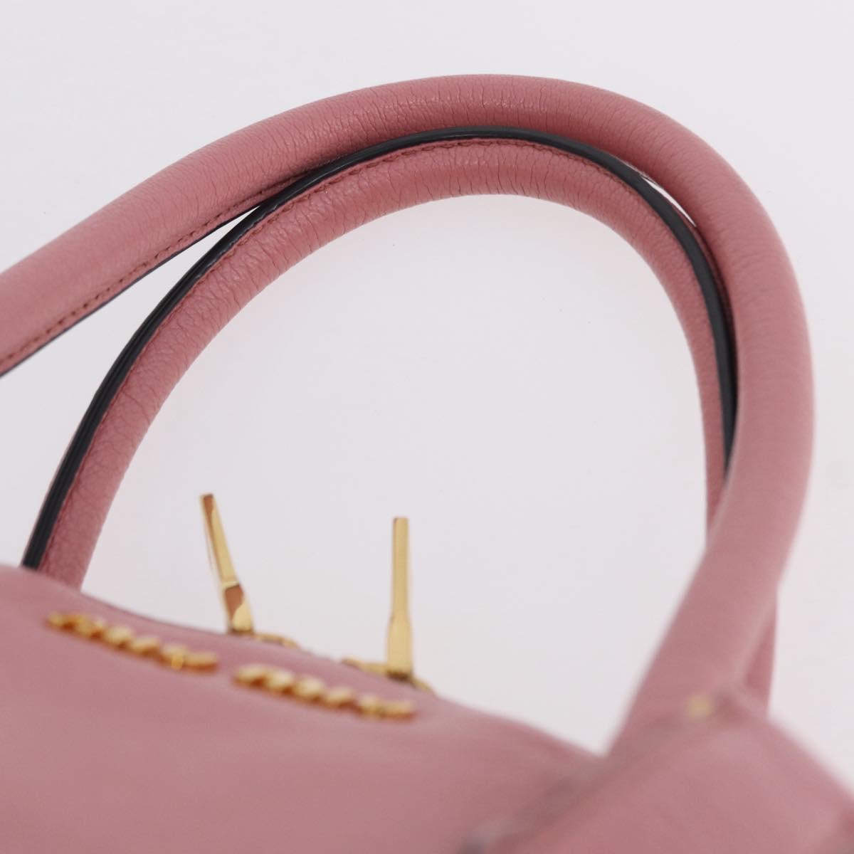 Miu Miu Hand Bag Leather 2way Pink Gold Auth BA16056A