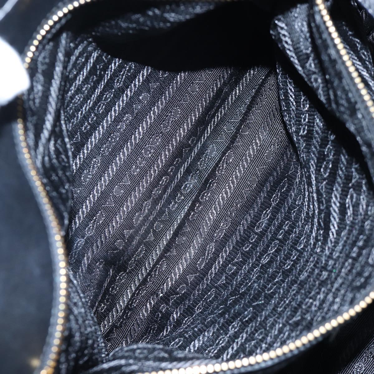 PRADA Gathered Tote Bag Leather Black Gold Auth BA16064SAV