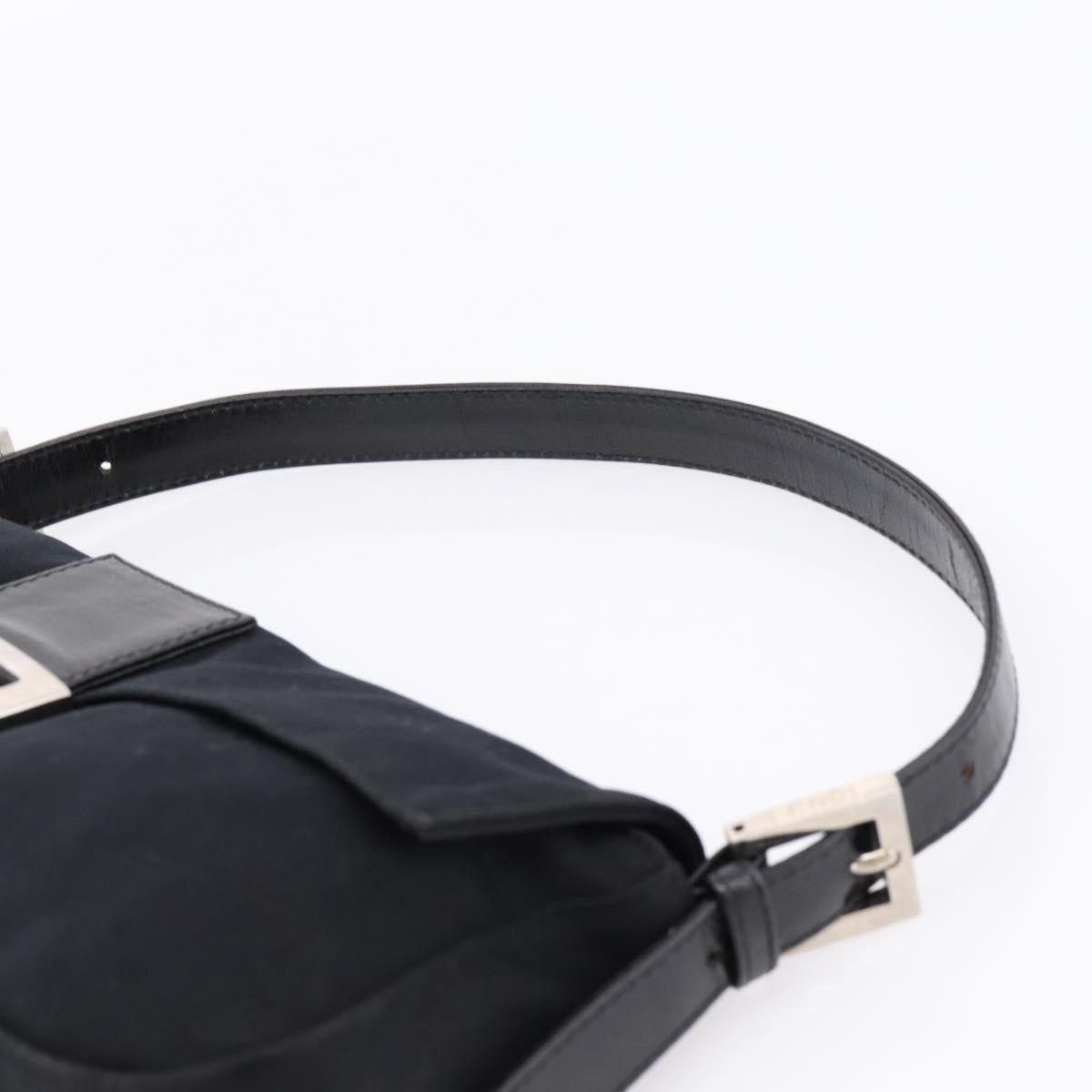 FENDI Mamma Baguette Shoulder Bag Cotton Jersey Black Silver Auth BA16066A