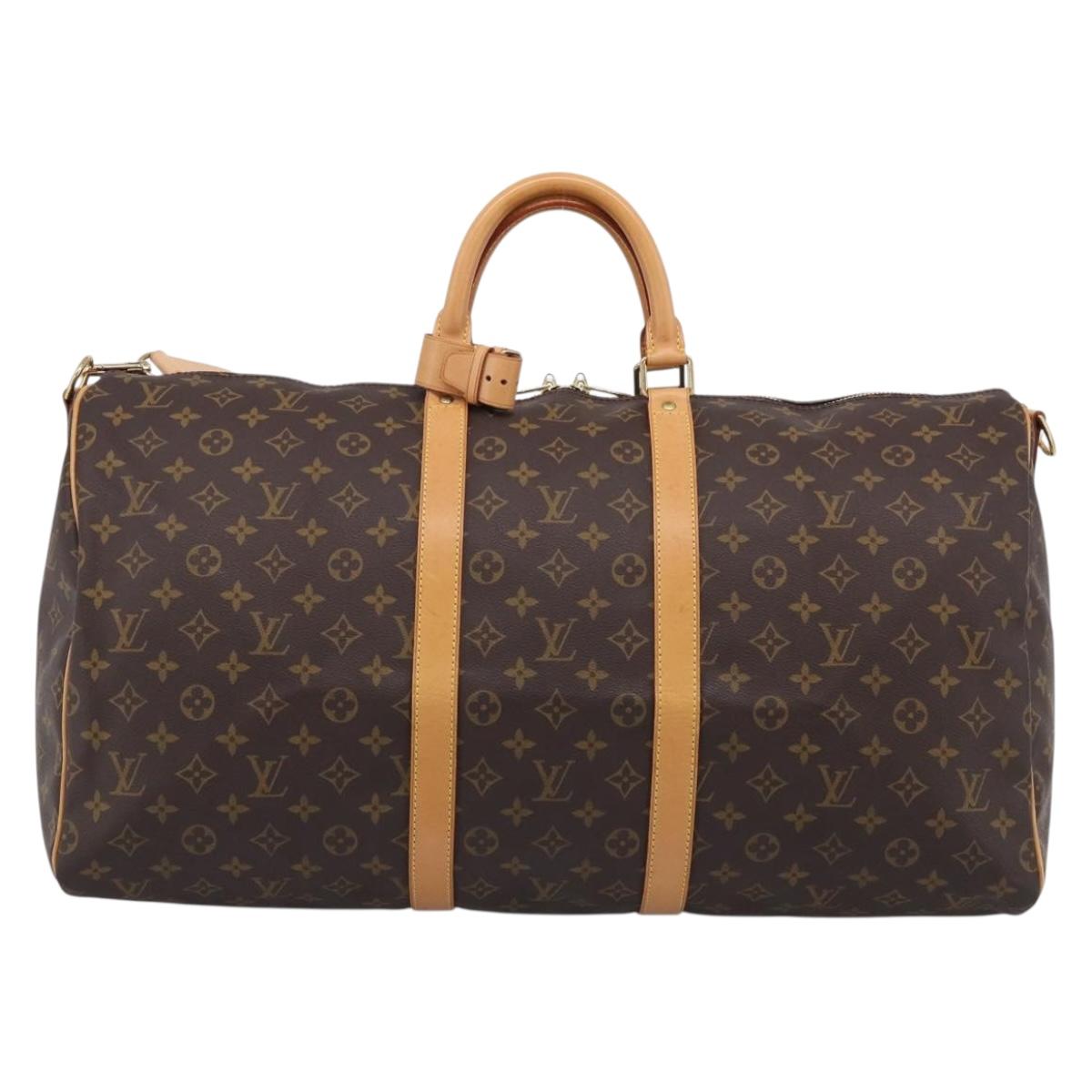LOUIS VUITTON Monogram Keepall Bandouliere 55 Boston Bag M41414 LV Auth BA16077V