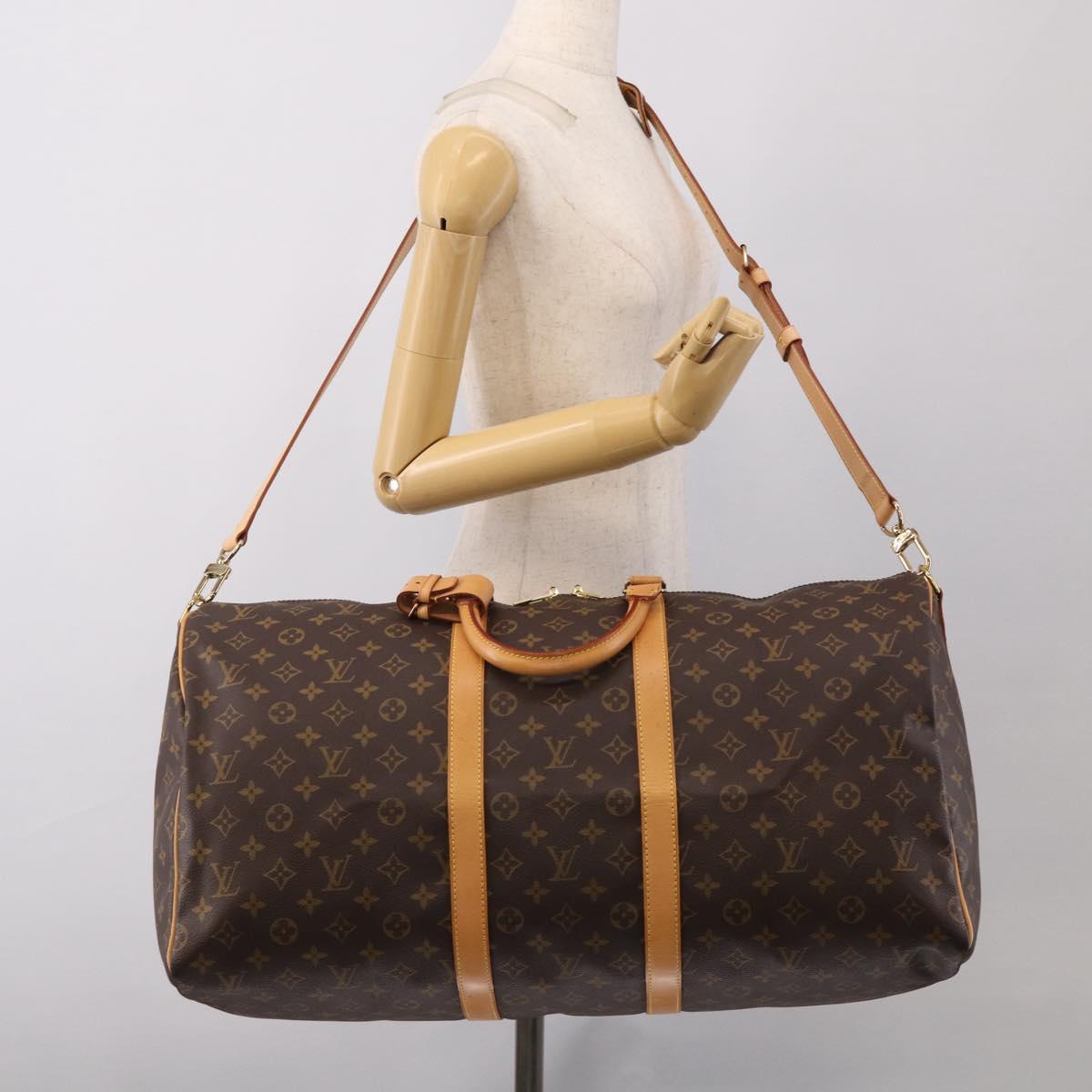 LOUIS VUITTON Monogram Keepall Bandouliere 55 Boston Bag M41414 LV Auth BA16077V