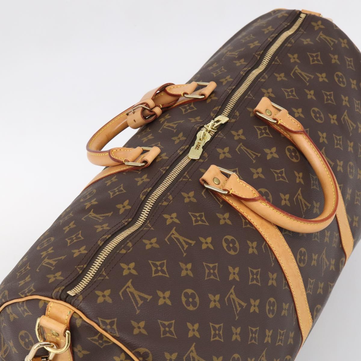 LOUIS VUITTON Monogram Keepall Bandouliere 55 Boston Bag M41414 LV Auth BA16077V