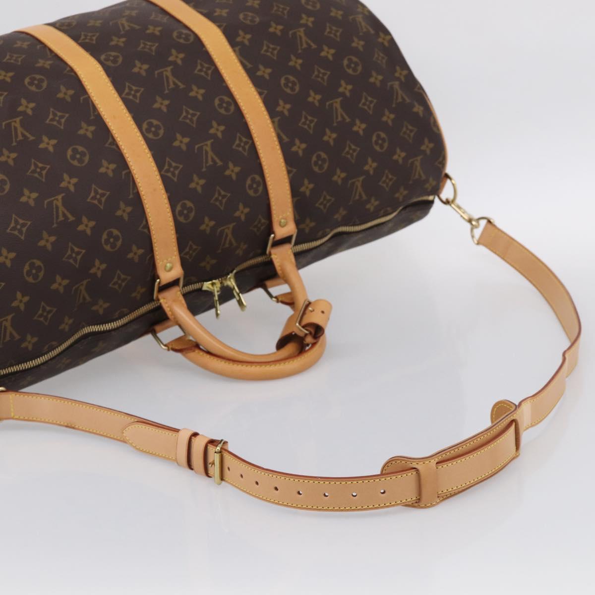 LOUIS VUITTON Monogram Keepall Bandouliere 55 Boston Bag M41414 LV Auth BA16077V