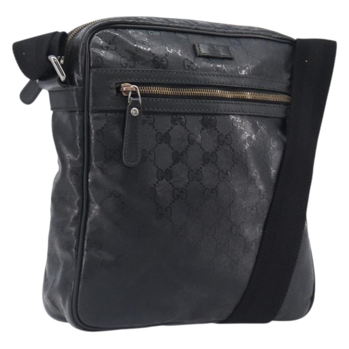 GUCCI GG Implementation Shoulder Bag Coated Canvas Black 201448 Auth BA16084