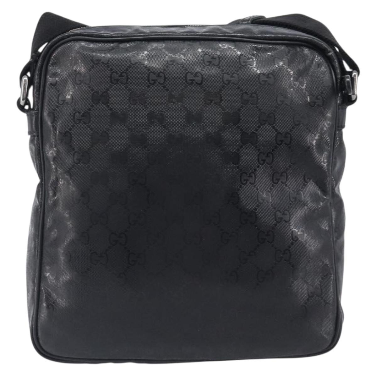 GUCCI GG Implementation Shoulder Bag Coated Canvas Black 201448 Auth BA16084