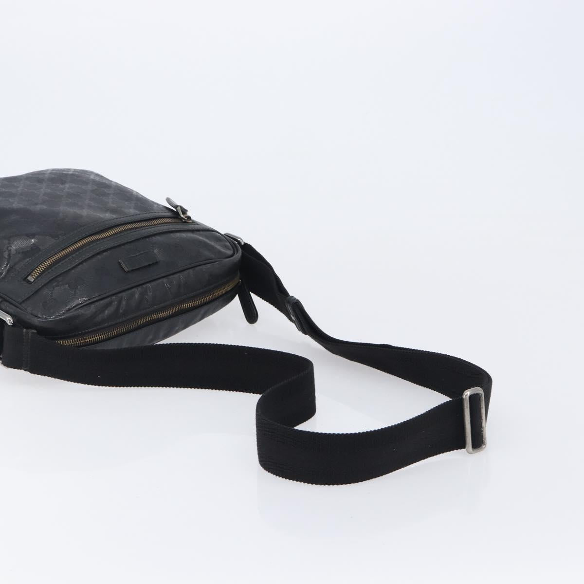 GUCCI GG Implementation Shoulder Bag Coated Canvas Black 201448 Auth BA16084