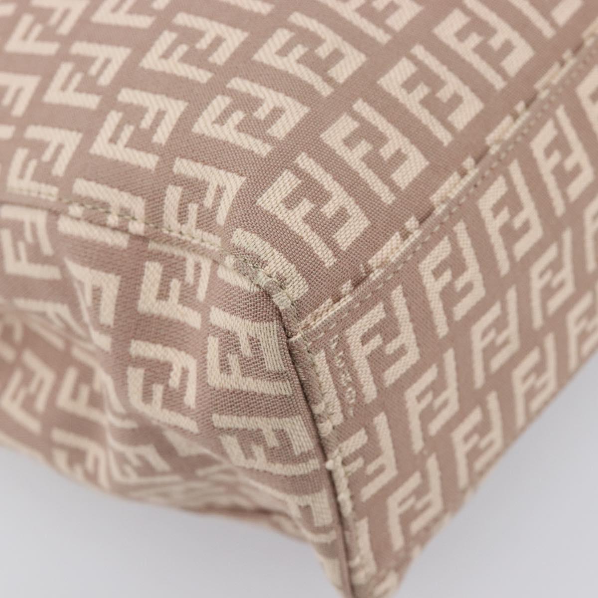 FENDI Zucchino Canvas Tote Bag Beige Gold Tone 8BH133 Auth BA16085