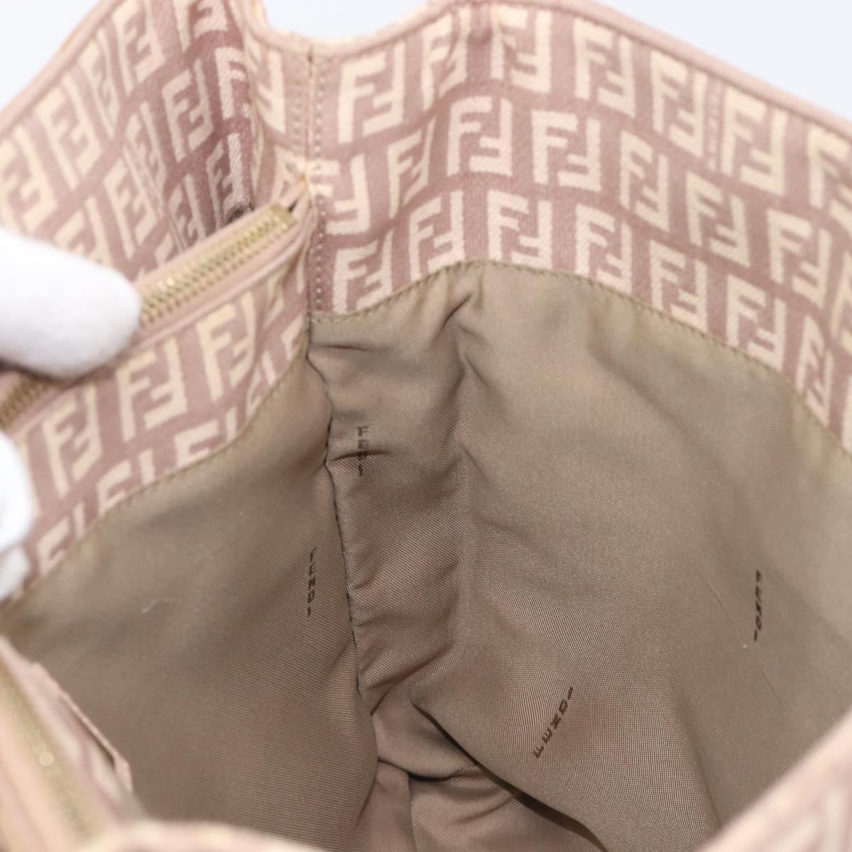 FENDI Zucchino Canvas Tote Bag Beige Gold Tone 8BH133 Auth BA16085