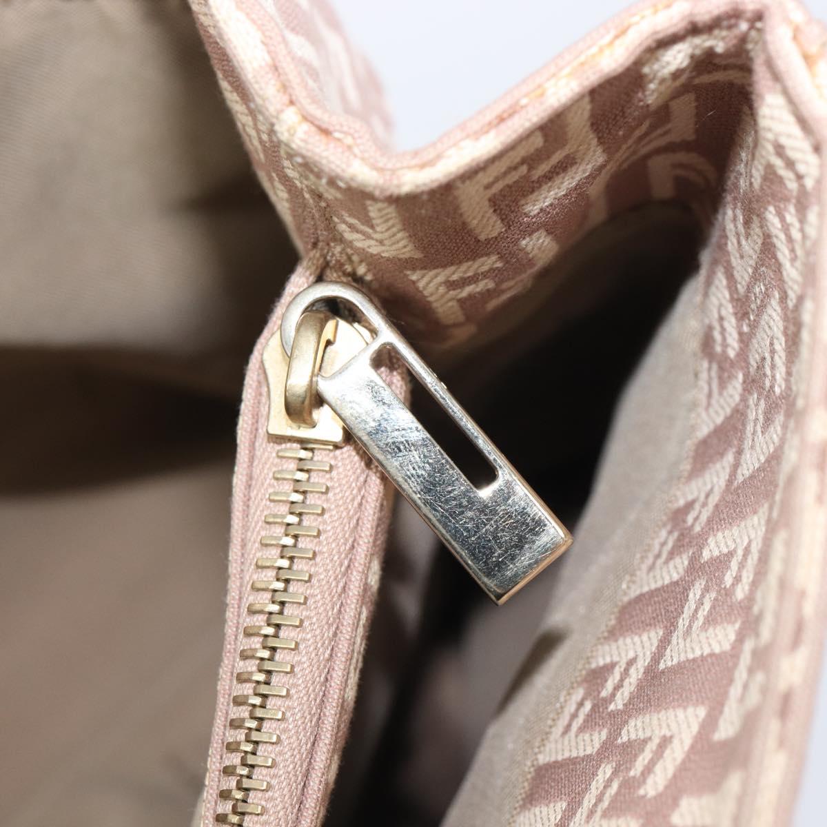 FENDI Zucchino Canvas Tote Bag Beige Gold Tone 8BH133 Auth BA16085