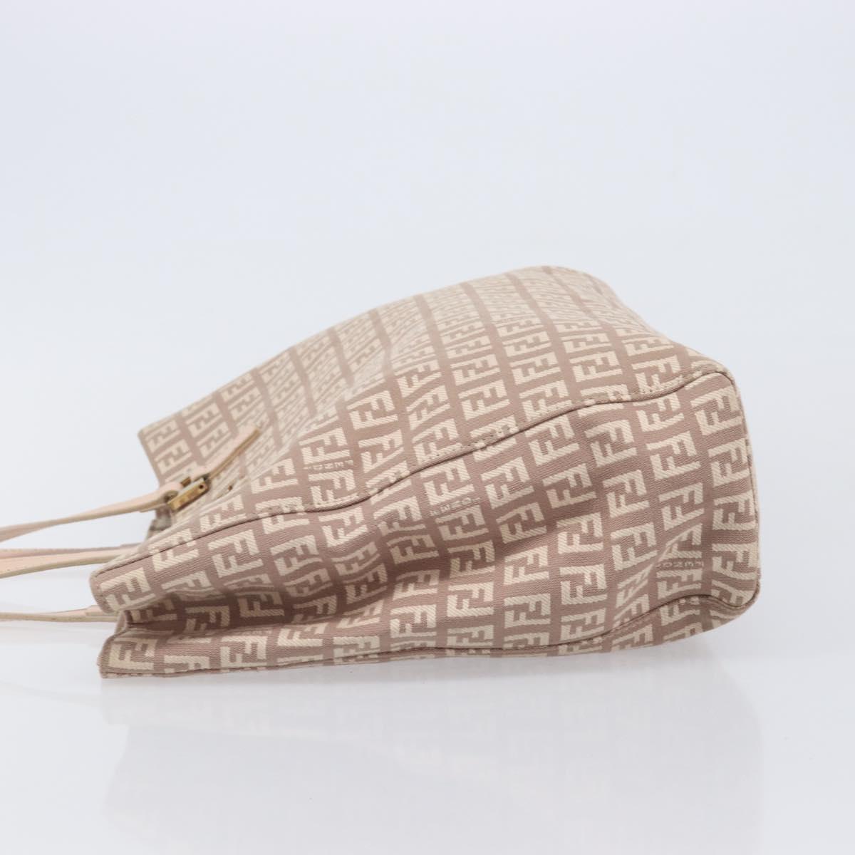 FENDI Zucchino Canvas Tote Bag Beige Gold Tone 8BH133 Auth BA16085