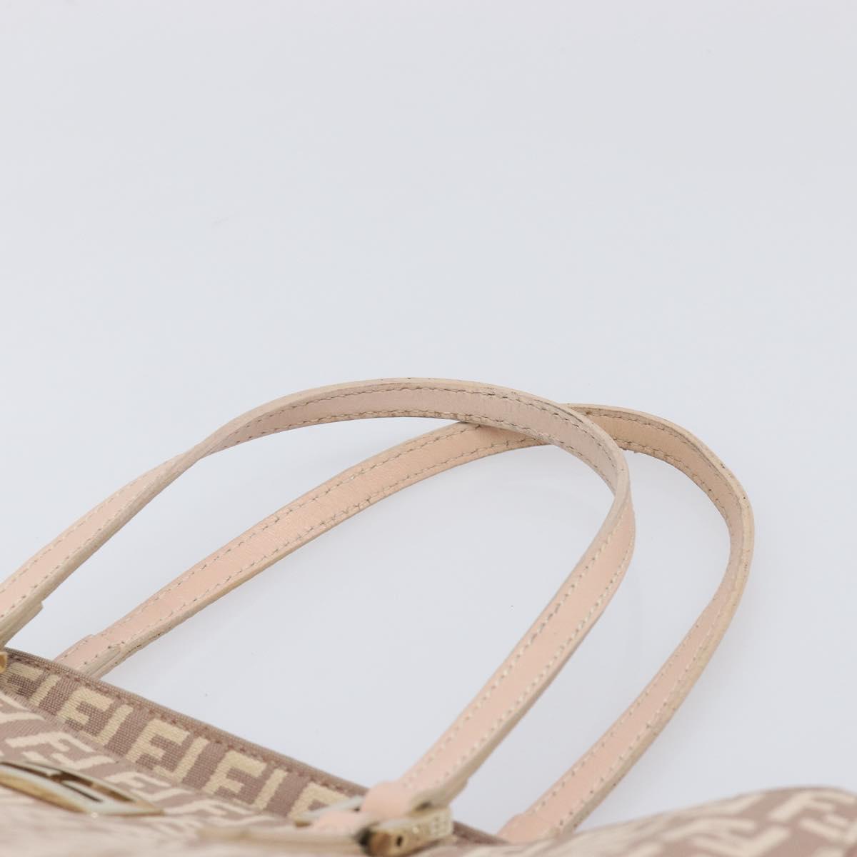 FENDI Zucchino Canvas Tote Bag Beige Gold Tone 8BH133 Auth BA16085