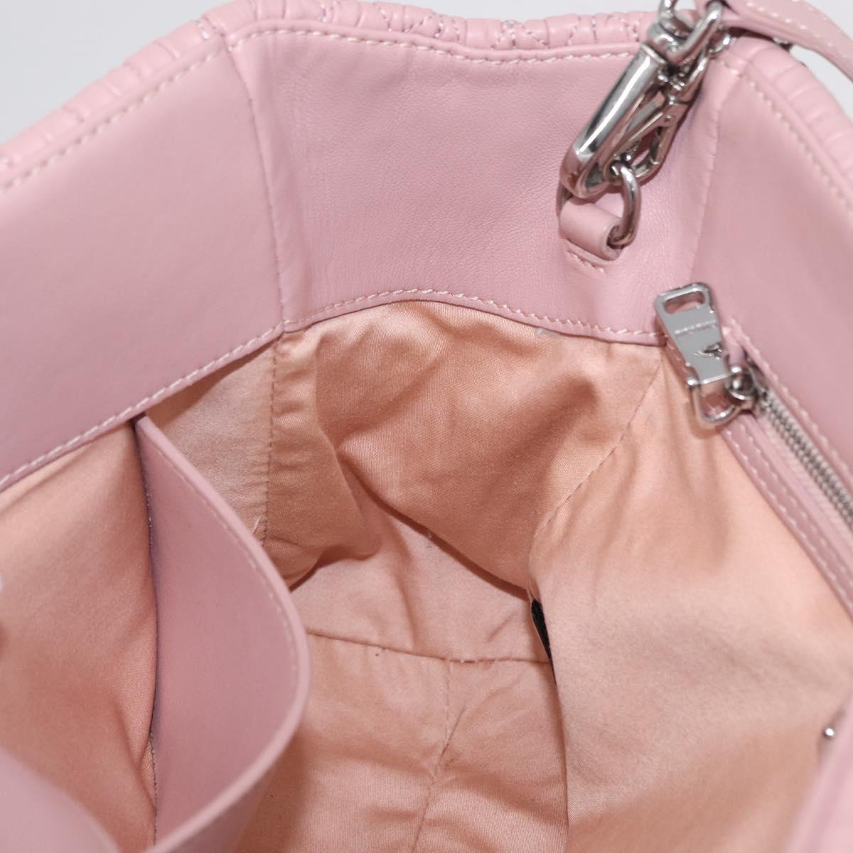Miu Miu Matelasse Hand Bag Leather 2way Pink Silver Auth BA16088