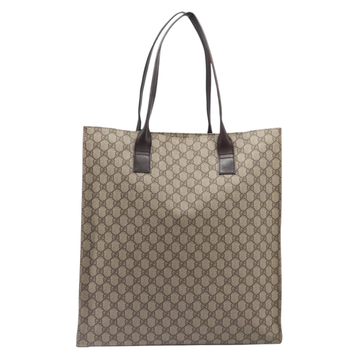 GUCCI GG Supreme Tote Bag PVC Beige 91250 Auth BA16093