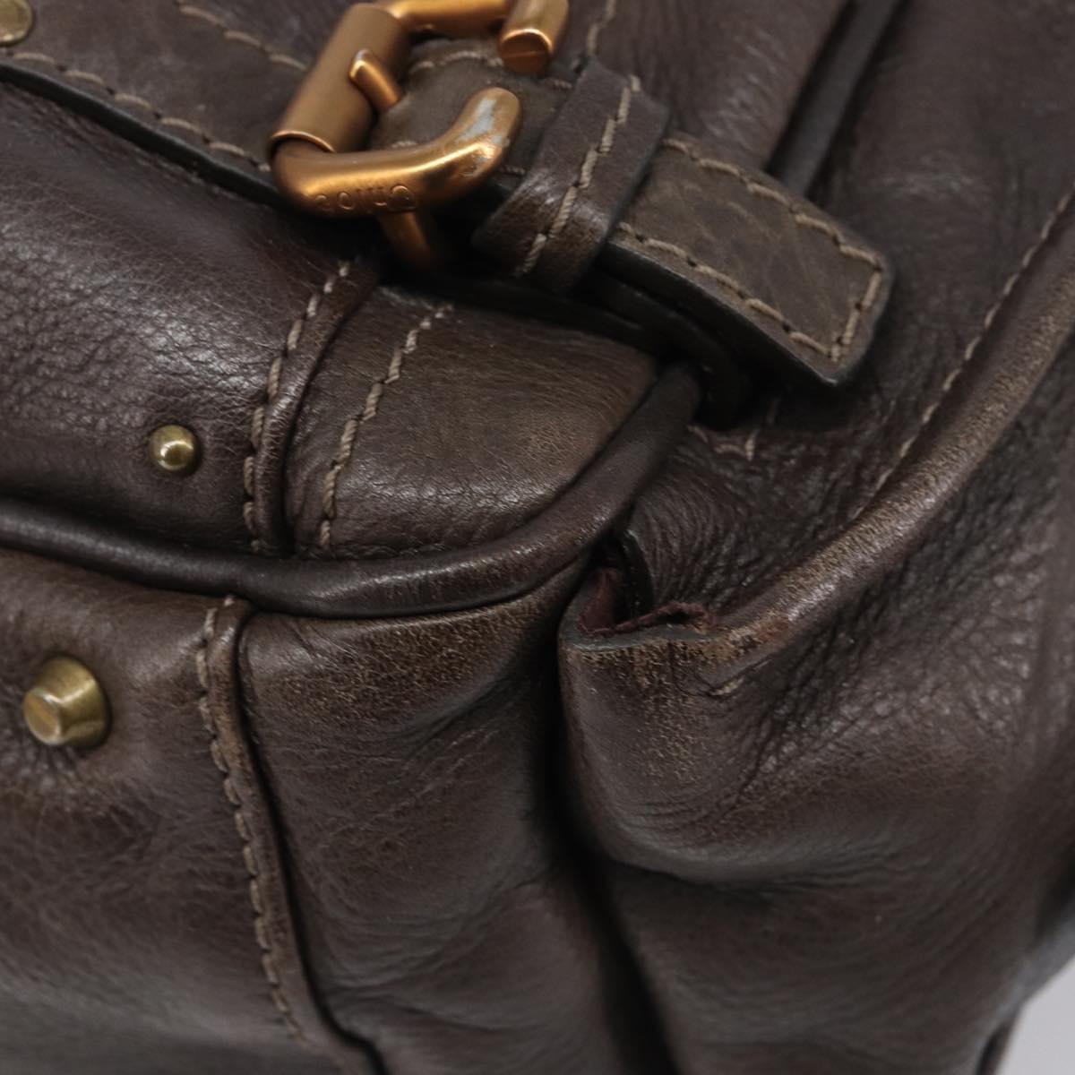 Chloe Paddington Hand Bag Leather Brown Gold Tone Auth BA16112V