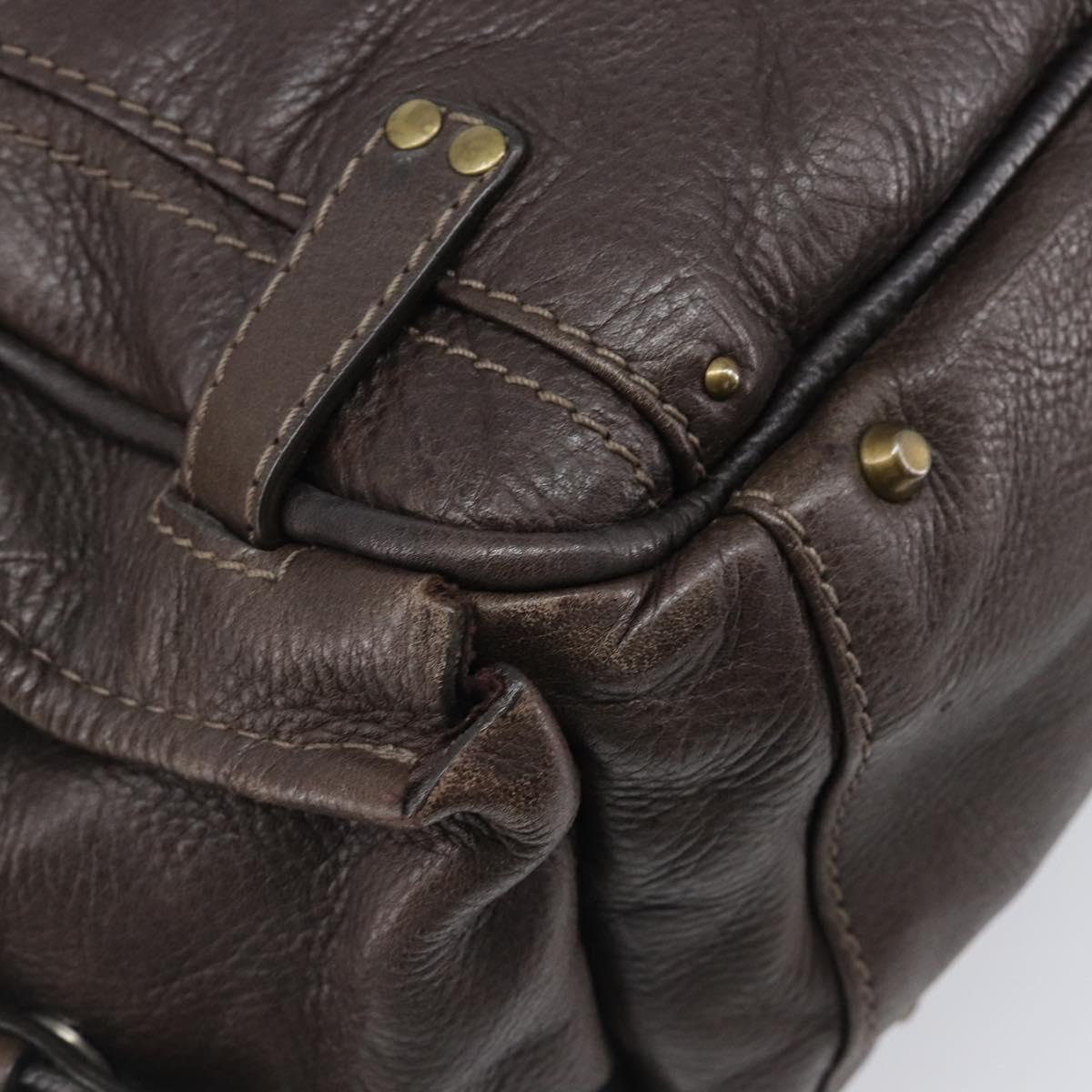 Chloe Paddington Hand Bag Leather Brown Gold Tone Auth BA16112V