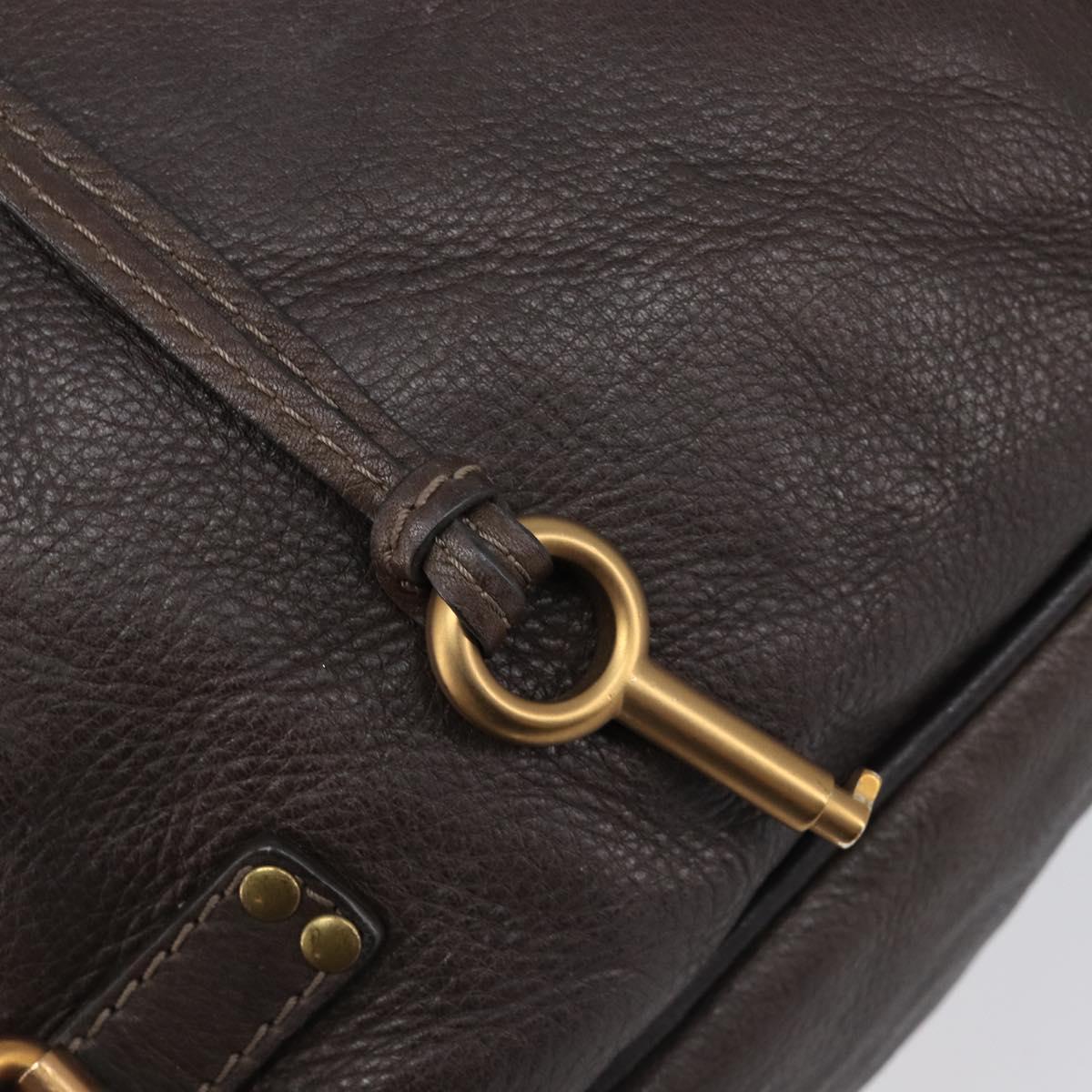 Chloe Paddington Hand Bag Leather Brown Gold Tone Auth BA16112V