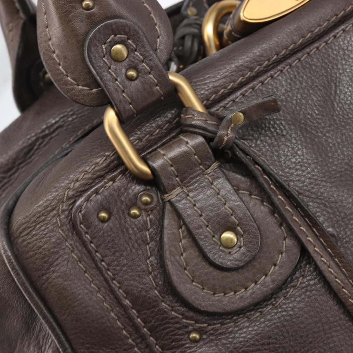 Chloe Paddington Hand Bag Leather Brown Gold Tone Auth BA16112V