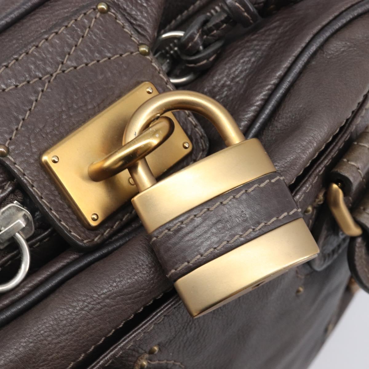 Chloe Paddington Hand Bag Leather Brown Gold Tone Auth BA16112V