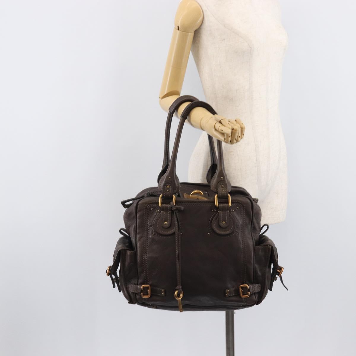 Chloe Paddington Hand Bag Leather Brown Gold Tone Auth BA16112V