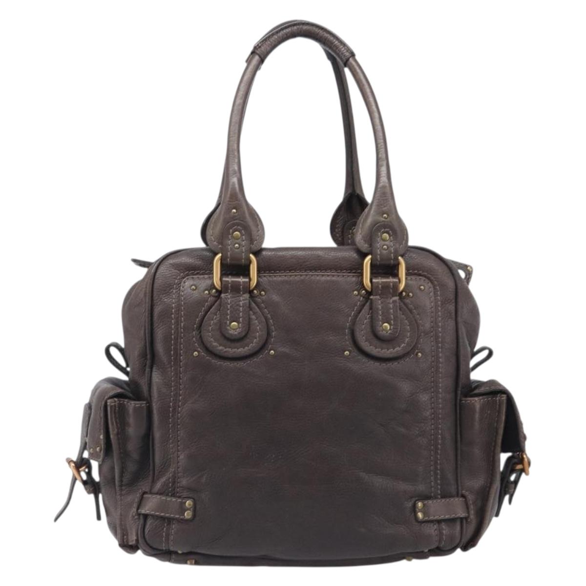 Chloe Paddington Hand Bag Leather Brown Gold Tone Auth BA16112V