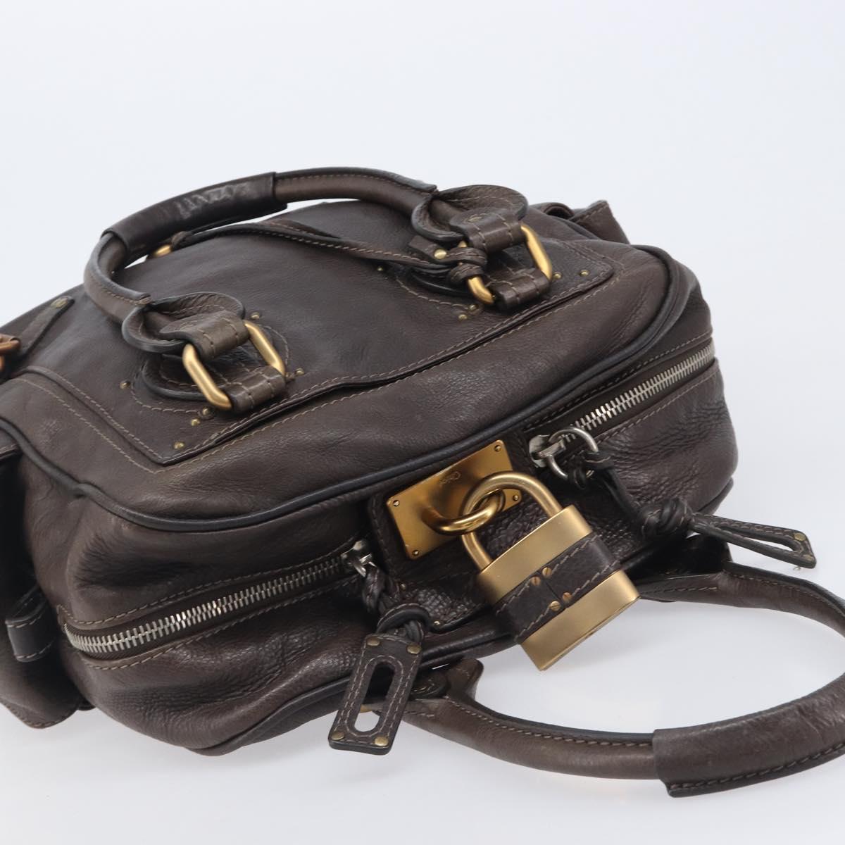 Chloe Paddington Hand Bag Leather Brown Gold Tone Auth BA16112V