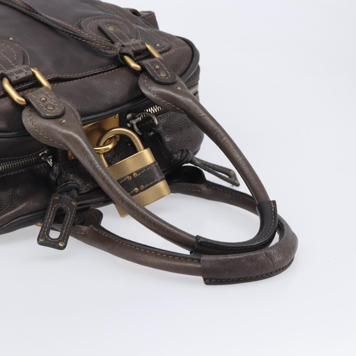 Chloe Paddington Hand Bag Leather Brown Gold Tone Auth BA16112V