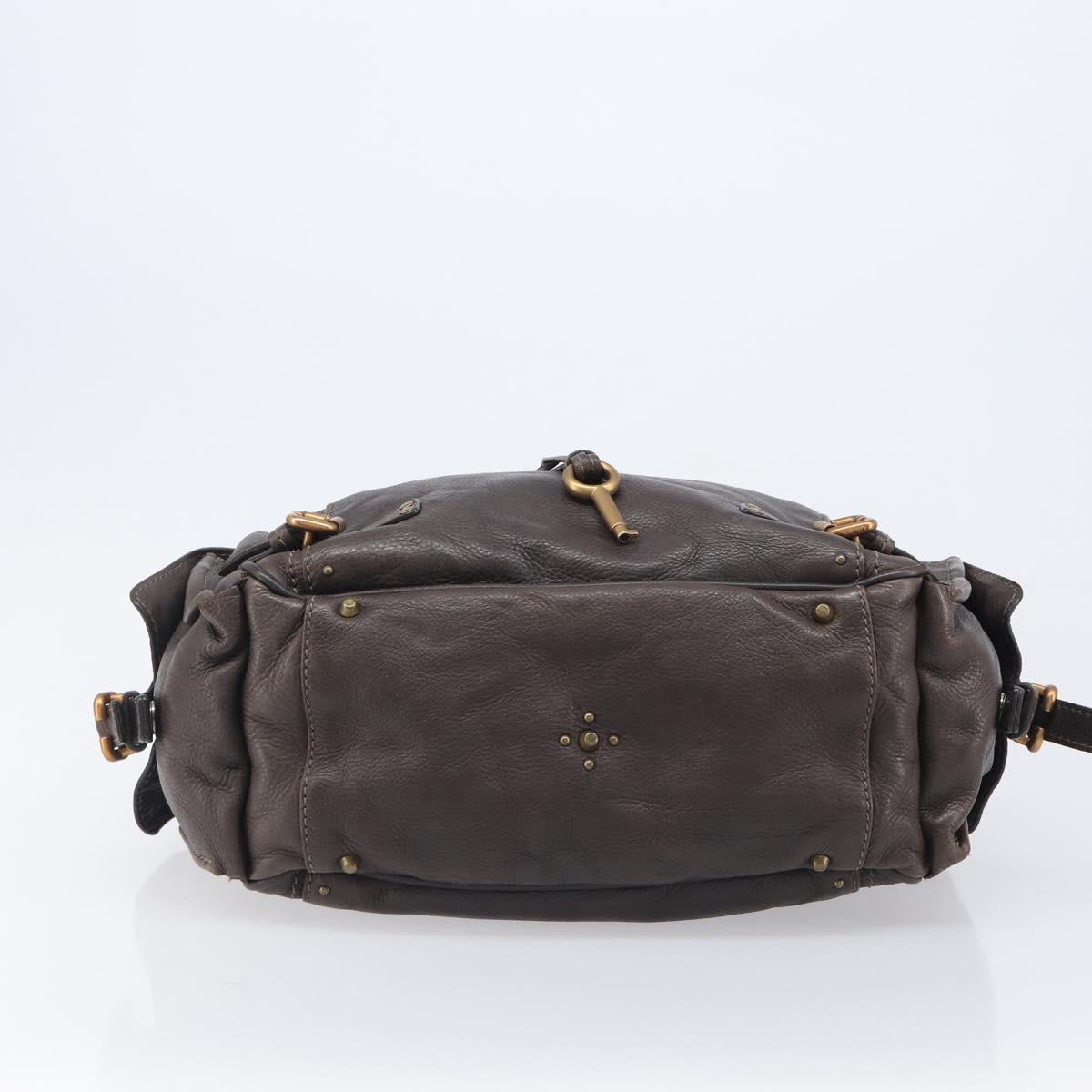 Chloe Paddington Hand Bag Leather Brown Gold Tone Auth BA16112V