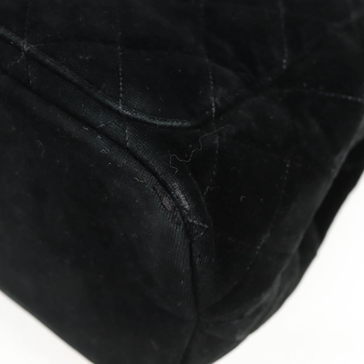 CHANEL Matelasse Hand Bag Suede Black Silver CC Auth BA1612