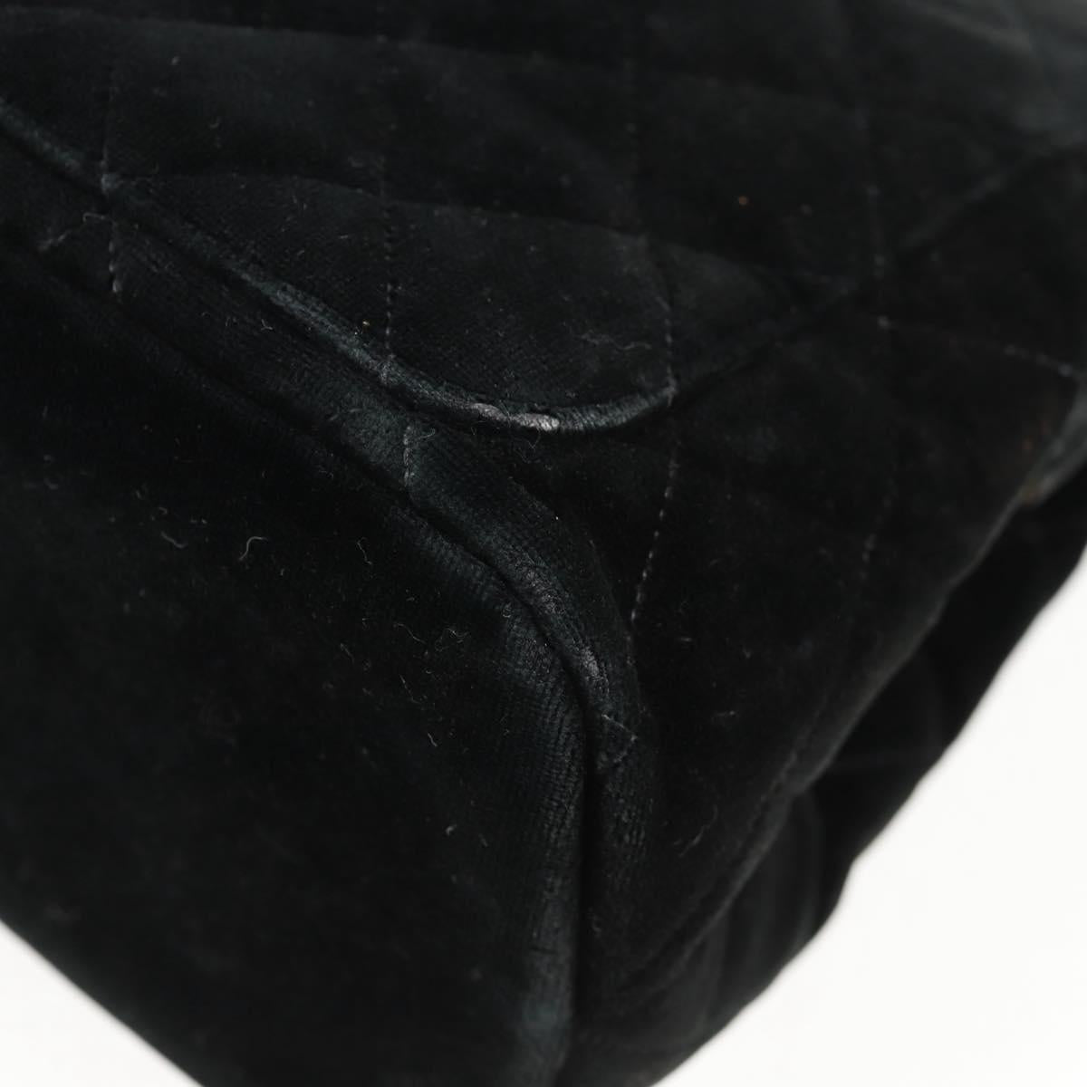 CHANEL Matelasse Hand Bag Suede Black Silver CC Auth BA1612