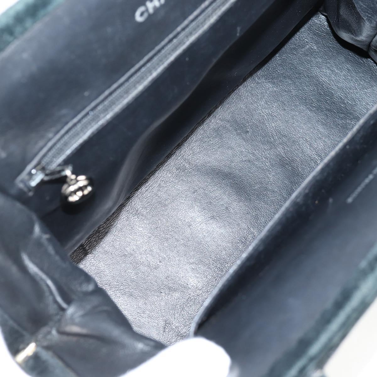 CHANEL Matelasse Hand Bag Suede Black Silver CC Auth BA1612