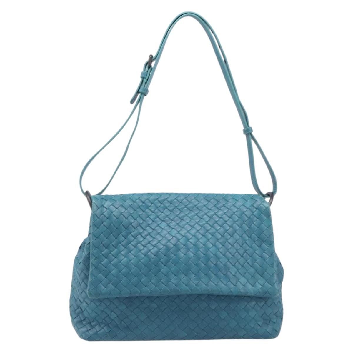 Bottega Veneta INTRECCIATO Shoulder Bag Leather Blue Auth BA16122A