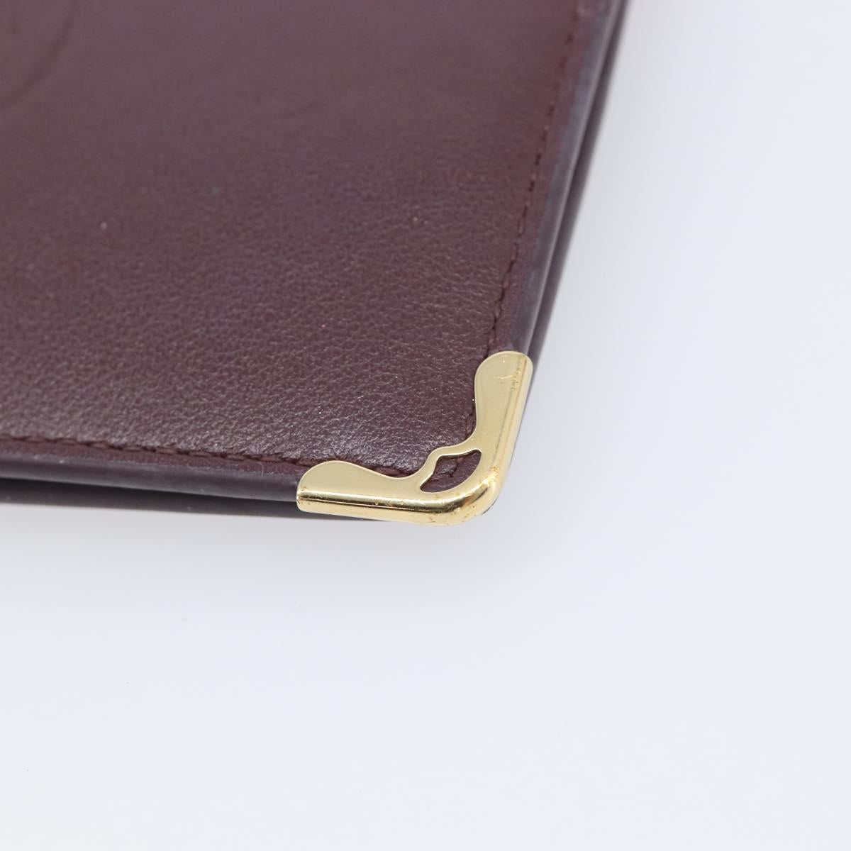 Cartier Bifold Wallet Leather Bordeaux Gold Tone Auth BA16126V