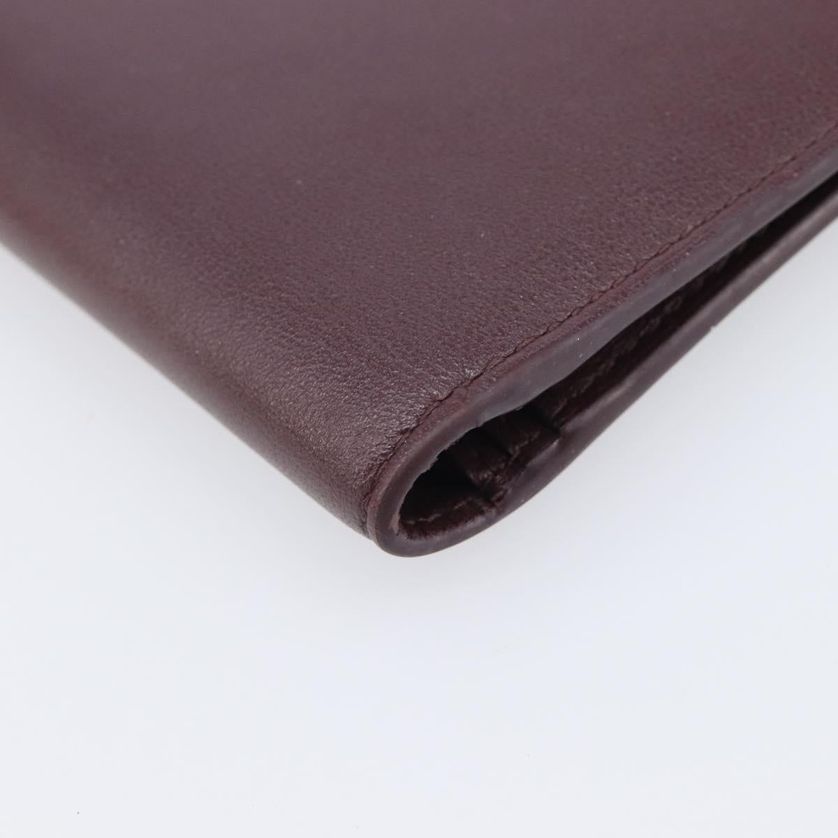 Cartier Bifold Wallet Leather Bordeaux Gold Tone Auth BA16126V