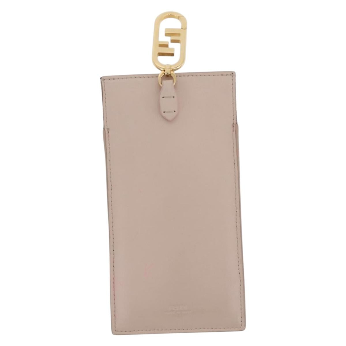 FENDI Smartphone Pouch Fur Beige Gold Tone 7AS047 Auth BA16127V