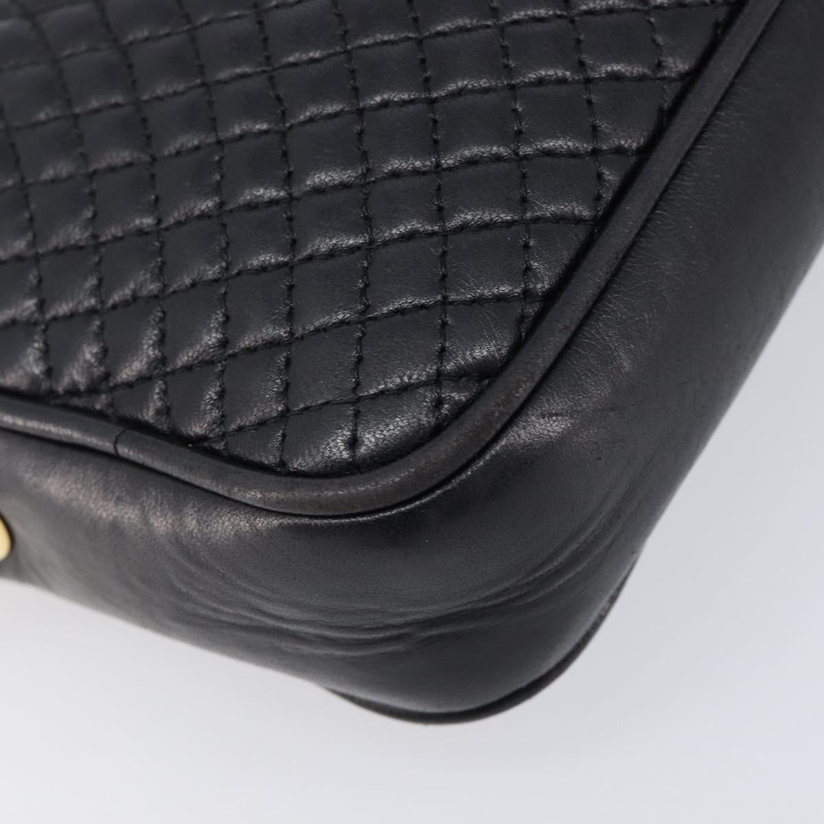 Bally Chain Shoulder Bag Leather Black Gold Auth BA16131