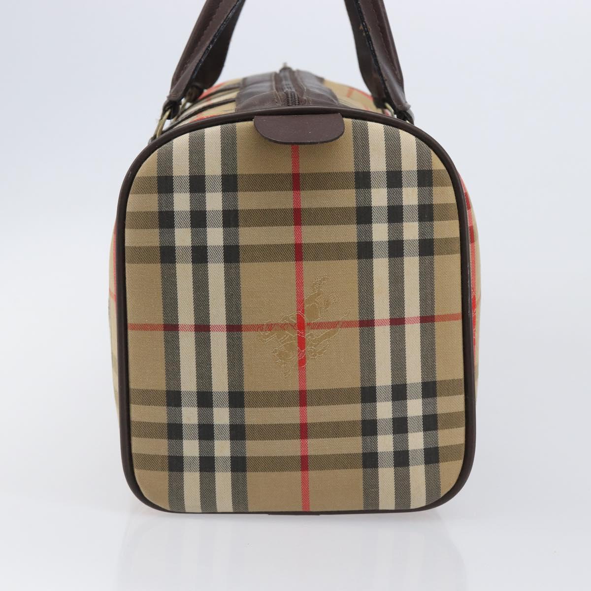 Burberrys Nova Check Boston Bag Canvas Beige Gold Tone Auth BA16134