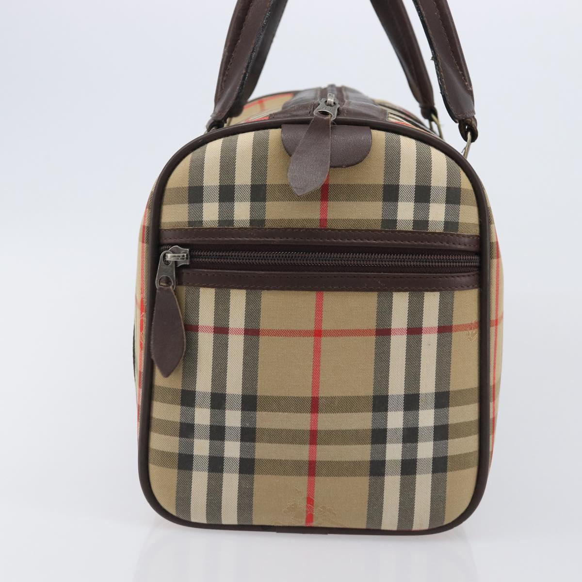 Burberrys Nova Check Boston Bag Canvas Beige Gold Tone Auth BA16134