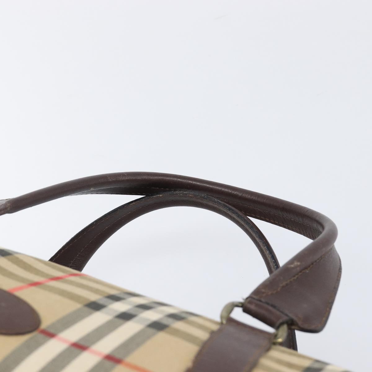 Burberrys Nova Check Boston Bag Canvas Beige Gold Tone Auth BA16134