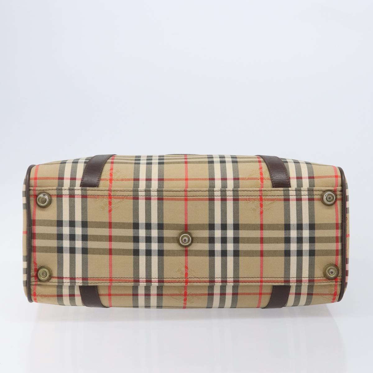 Burberrys Nova Check Boston Bag Canvas Beige Gold Tone Auth BA16134