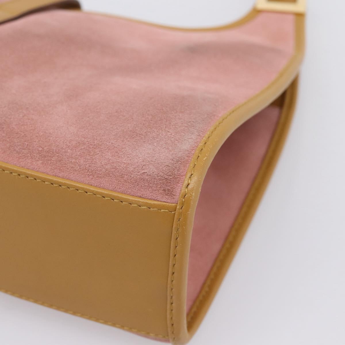 GUCCI Jackie Hand Bag Suede Pink Gold Tone 002 1068 Auth BA16144