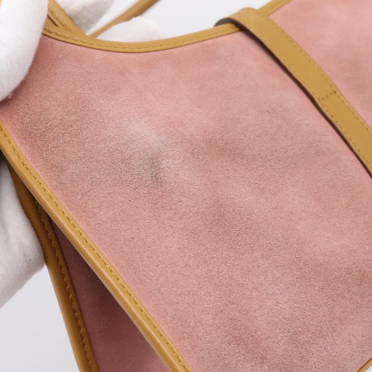 GUCCI Jackie Hand Bag Suede Pink Gold Tone 002 1068 Auth BA16144