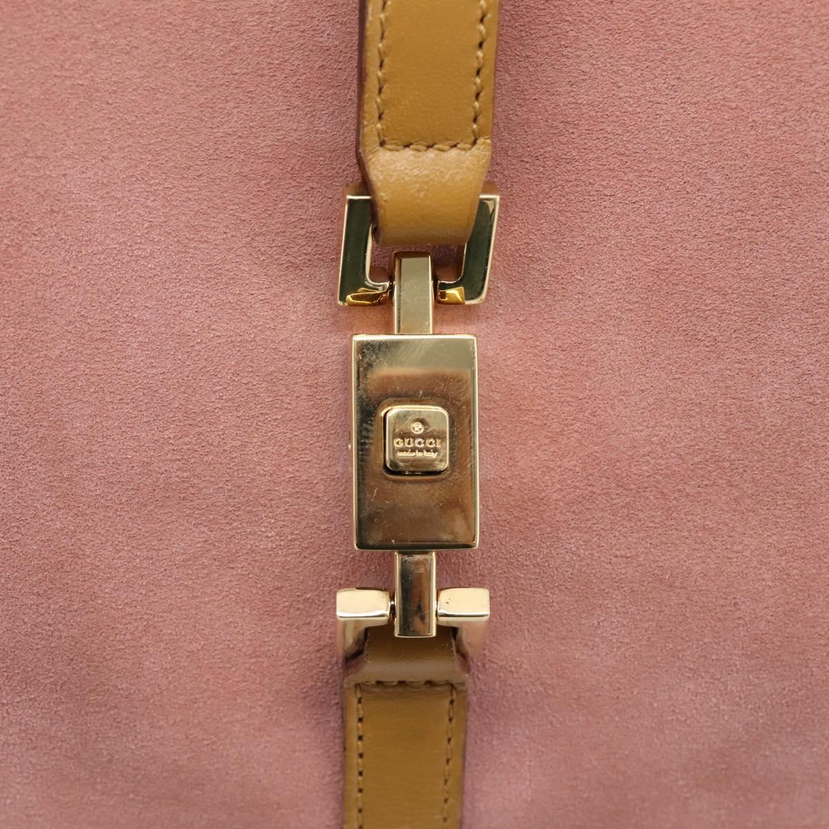GUCCI Jackie Hand Bag Suede Pink Gold Tone 002 1068 Auth BA16144