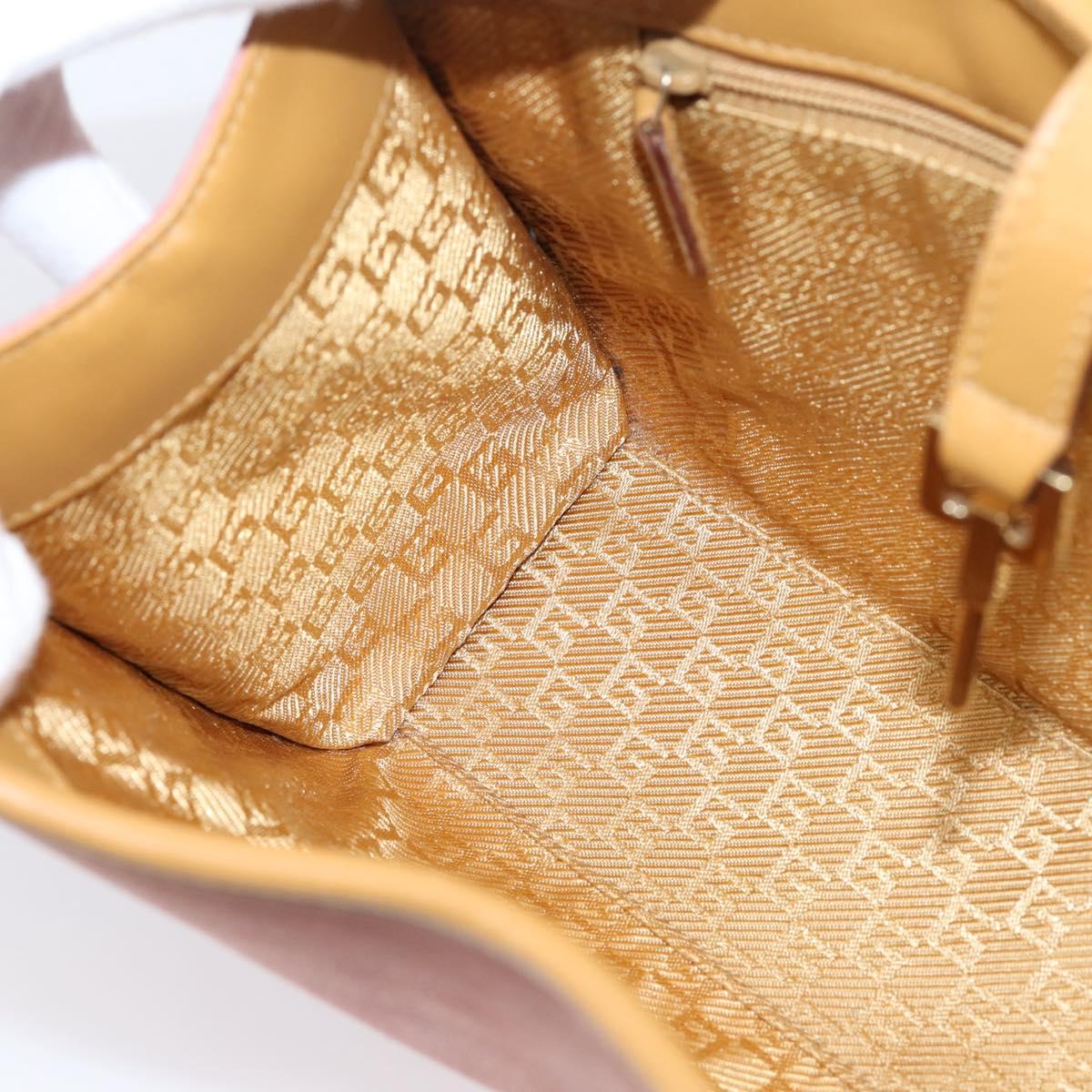 GUCCI Jackie Hand Bag Suede Pink Gold Tone 002 1068 Auth BA16144