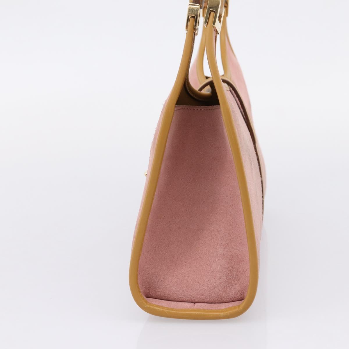 GUCCI Jackie Hand Bag Suede Pink Gold Tone 002 1068 Auth BA16144